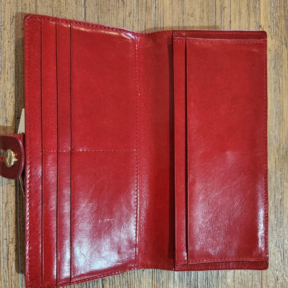 ABAS Wallet Vintage Kiss lock Reddish Orange w/ gold Veins EUC - Picture 3 of 8